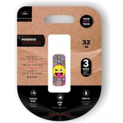 Pendrive 32gb tech one tech emoji guiño usb 2.0
