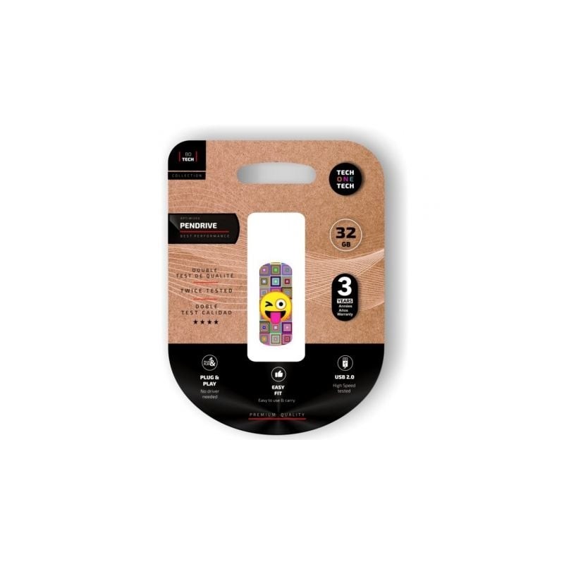 Pendrive 32gb tech one tech emoji guiño usb 2.0