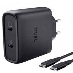 Cargador de pared gan trust maxo 65w 25525/ 2xusb tipo-c/ incluye cable usb tipo-c/ 65w