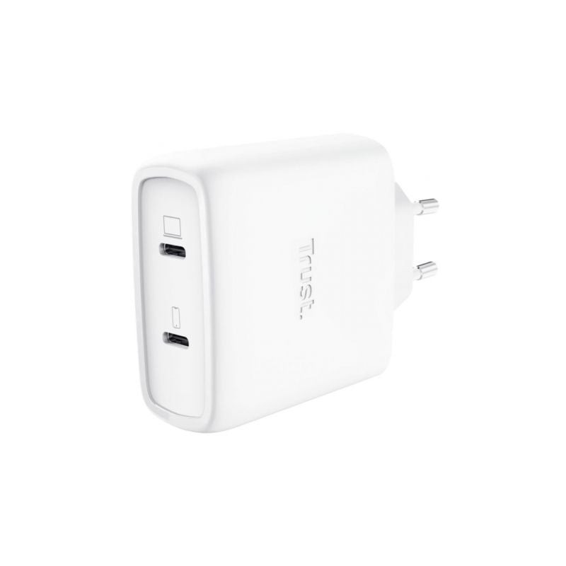 Cargador de pared gan trust maxo 65w 25526/ 2xusb tipo-c/ incluye cable usb tipo-c/ 65w