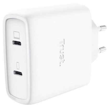 Cargador de pared gan trust maxo 65w 25526/ 2xusb tipo-c/ incluye cable usb tipo-c/ 65w