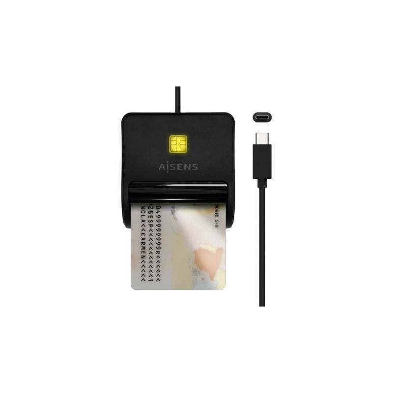 Lector de dni usb tipo-c aisens ascr-sn03c-bk/ usb tipo-c/ negro