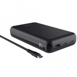 Batería externa/powerbank trust laro 20000mah/ 100w/ negra/ compatible con portátiles