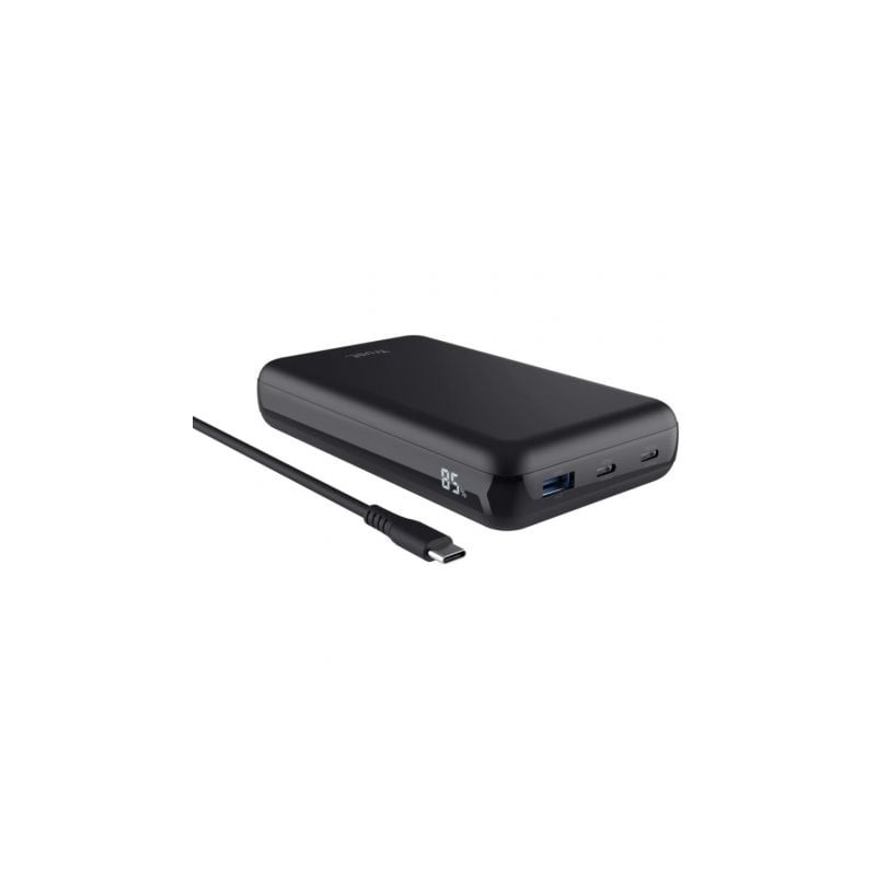Batería externa/powerbank trust laro 20000mah/ 100w/ negra/ compatible con portátiles