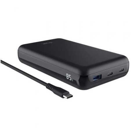 Batería externa/powerbank trust laro 20000mah/ 100w/ negra/ compatible con portátiles