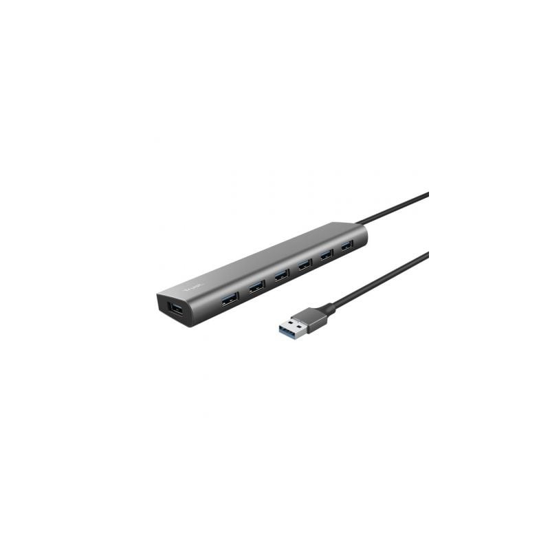 Hub usb 3.2 gen1 trust halyx/ 7xusb/ 1xusb-c/ gris