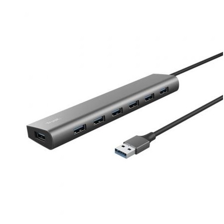 Hub usb 3.2 gen1 trust halyx/ 7xusb/ 1xusb-c/ gris
