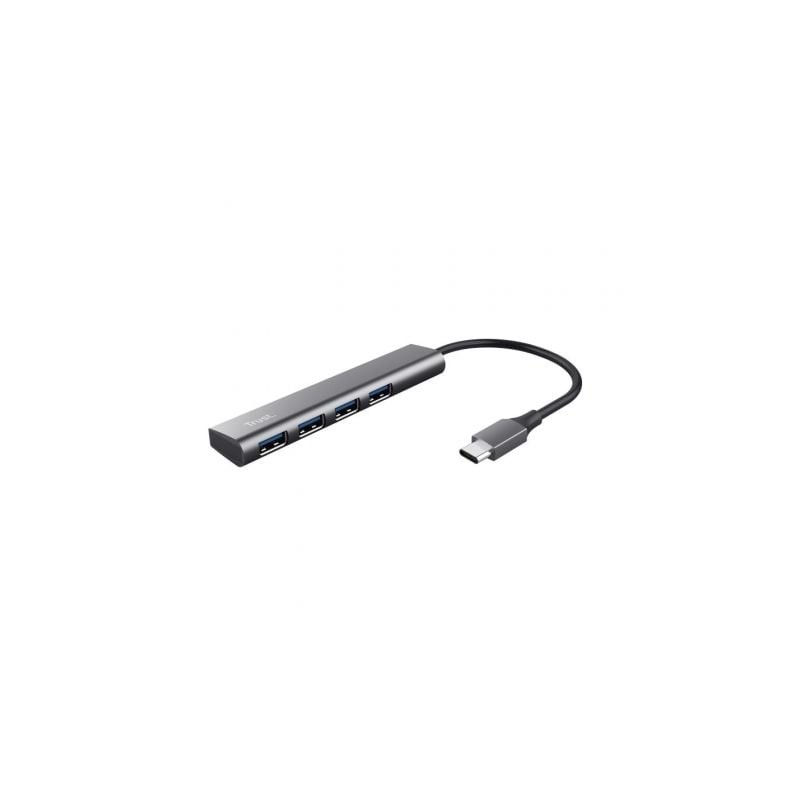 Hub usb tipo-c trust halyx/ 4xusb/ gris