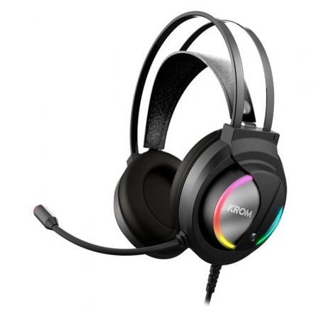 Auriculares gaming con micrófono krom kappa/ jack 3.5/ usb 2.0/ negros