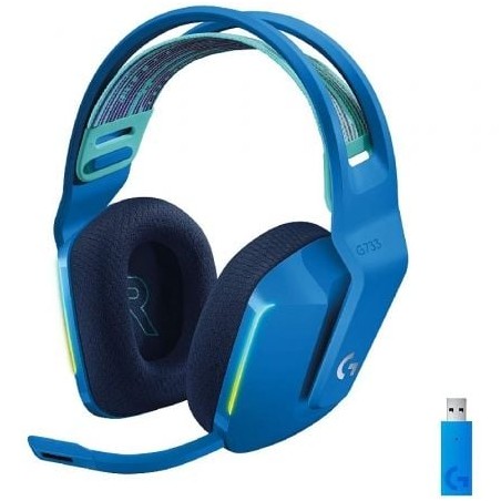 Auriculares gaming inalámbricos con micrófono logitech g733/ azules