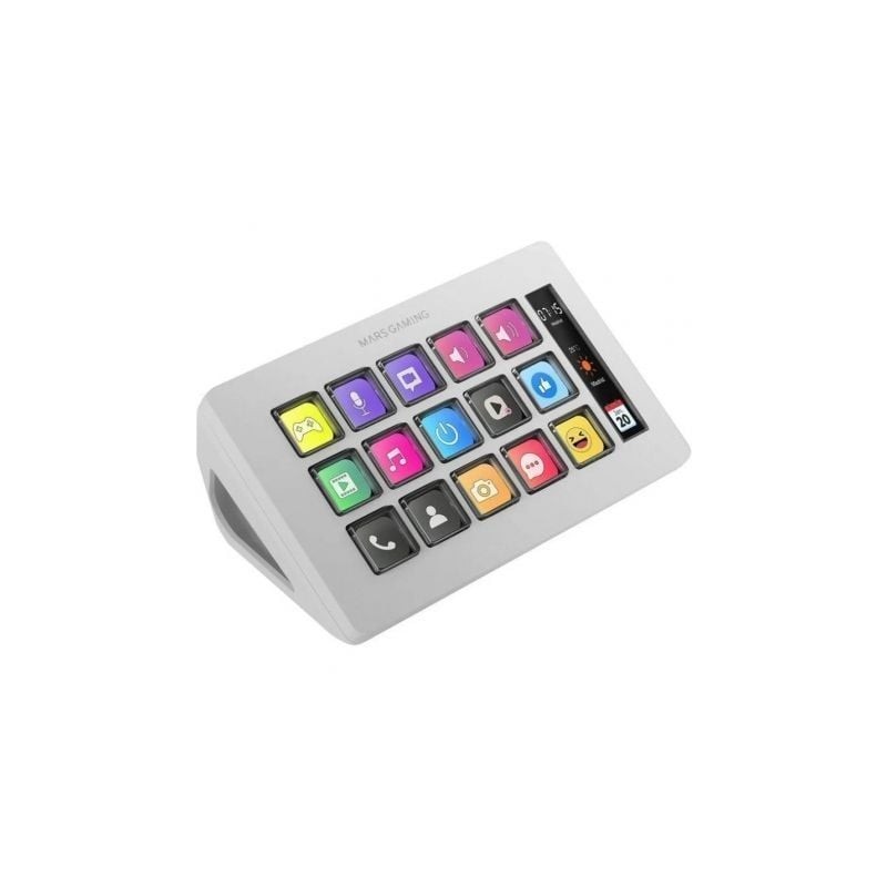 Stream deck slim mars gaming msd-one/ 15 teclas lcd/ blanco