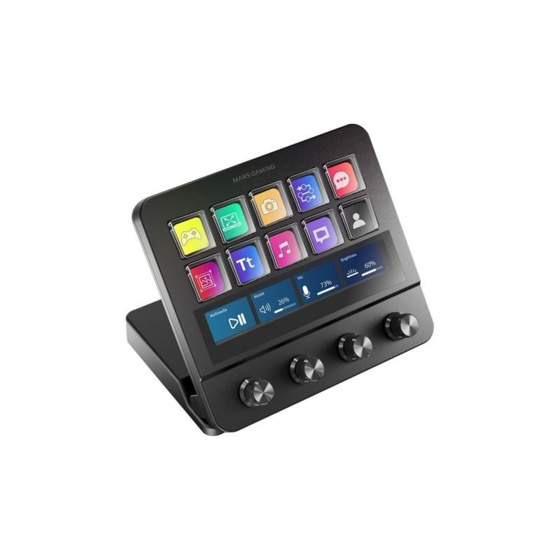 Stream deck mars gaming msd-pro/ 10 teclas lcd + 4 diales personalizables/ negro