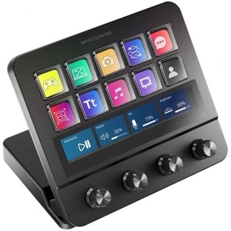Stream deck mars gaming msd-pro/ 10 teclas lcd + 4 diales personalizables/ negro