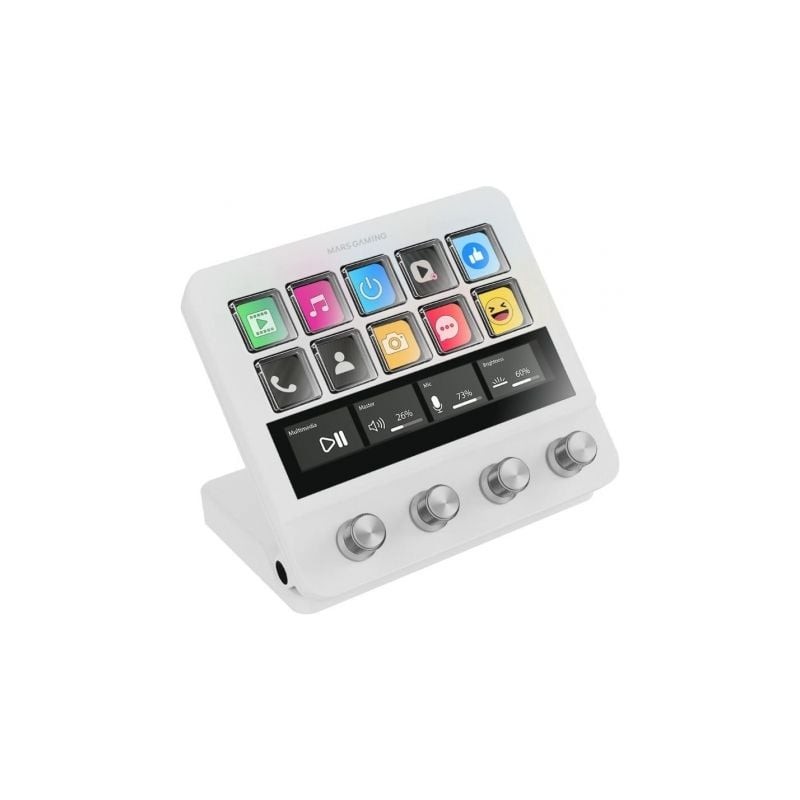 Stream deck mars gaming msd-pro/ 10 teclas lcd + 4 diales personalizables/ blanco