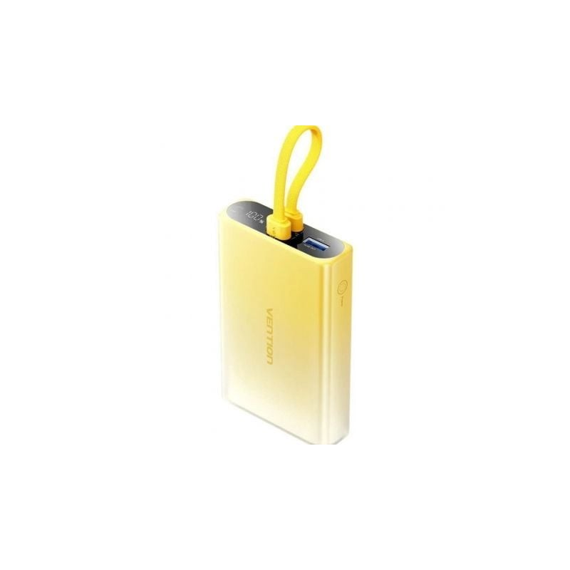 Powerbank 10000mah vention fhzy0/ 22.5w/ amarillo/ incluye cable usb tipo-c y lightning