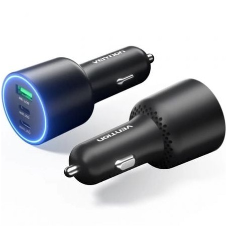 Cargador de coche vention ffpb0/ 2xusb-tipo c/ 1xusb/ 165w