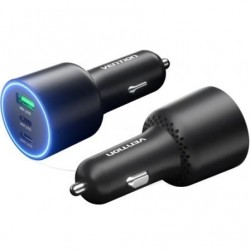 Cargador de coche vention ffqb0/ 2xusb-tipo c/ 1xusb/ 100w