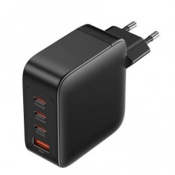 Cargador de pared gan vention feib0-eu/ 3xusb tipo-c + cable usb tipo-c/ 1xusb/ 140w