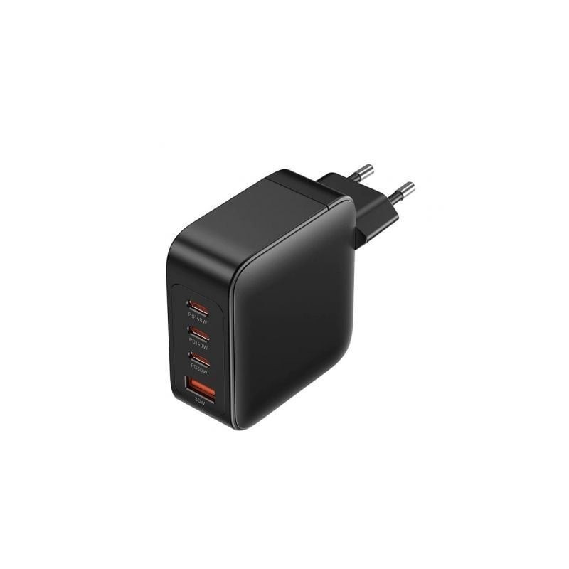 Cargador de pared gan vention feib0-eu/ 3xusb tipo-c + cable usb tipo-c/ 1xusb/ 140w