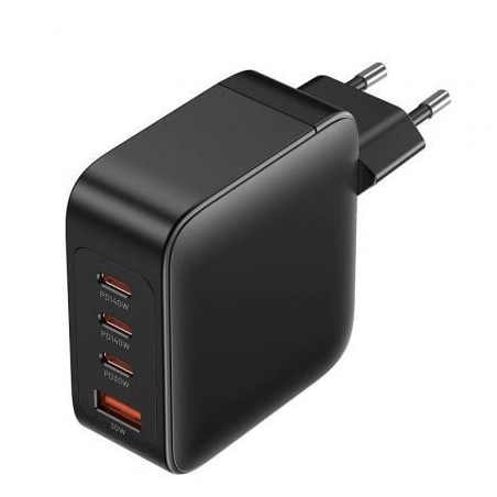Cargador de pared gan vention feib0-eu/ 3xusb tipo-c + cable usb tipo-c/ 1xusb/ 140w