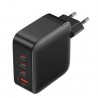 Cargador de pared gan vention feib0-eu/ 3xusb tipo-c + cable usb tipo-c/ 1xusb/ 140w