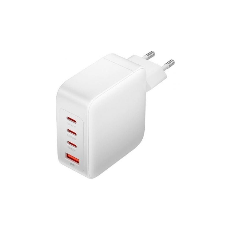 Cargador de pared gan vention feiw0-eu/ 3xusb tipo-c + cable usb tipo-c/ 1xusb/ 140w