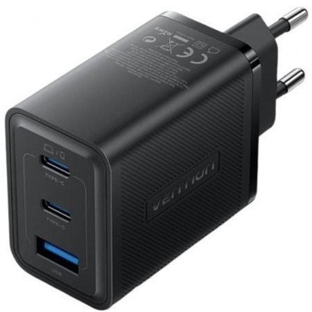 Cargador de pared gan vention ferb0-eu/ 2xusb tipo-c/ 1xusb/ 65w