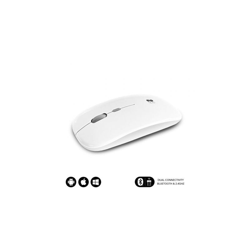 Ratón inalámbrico subblim dual flat/ batería recargable/ hasta 1600 dpi/ blanco