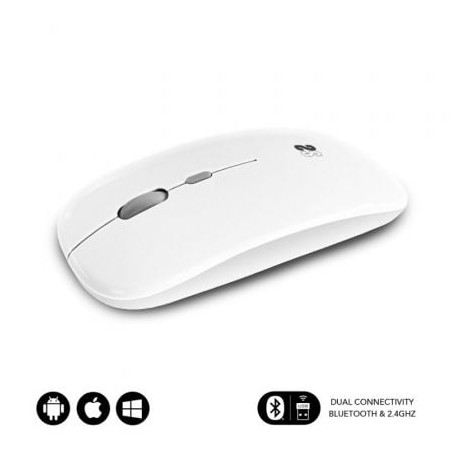 Ratón inalámbrico subblim dual flat/ batería recargable/ hasta 1600 dpi/ blanco