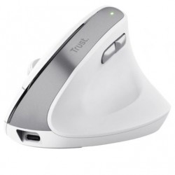 Ratón vertical inalámbrico trust bayo ii/ batería recargable/ hasta 2400 dpi/ blanco