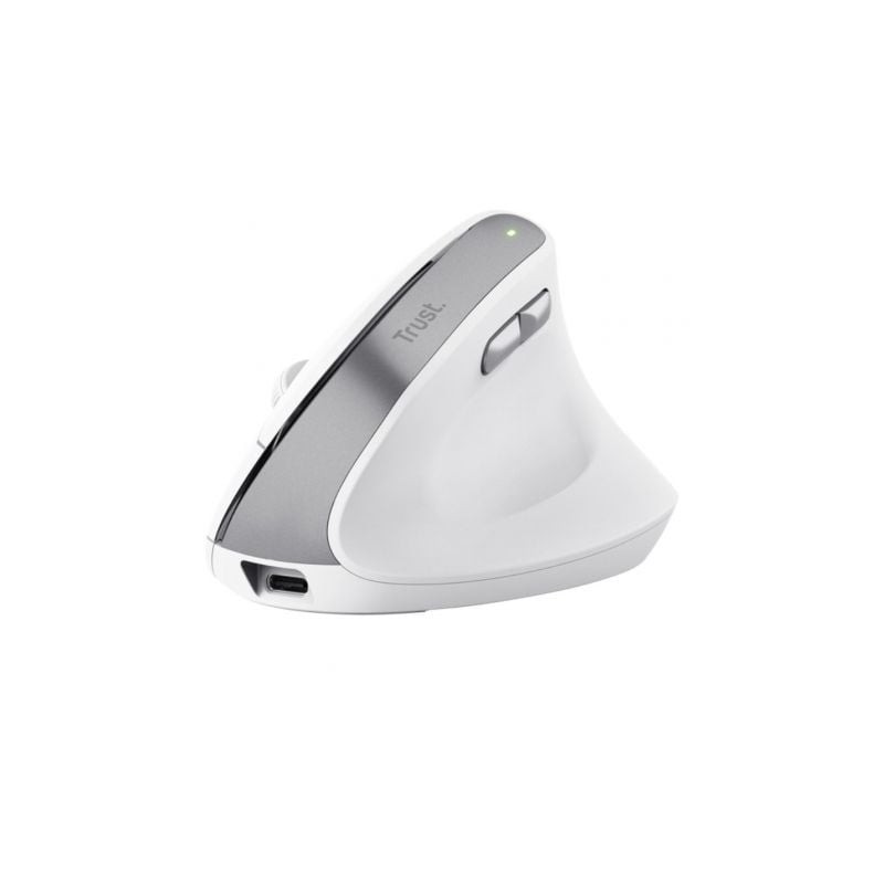 Ratón vertical inalámbrico trust bayo ii/ batería recargable/ hasta 2400 dpi/ blanco