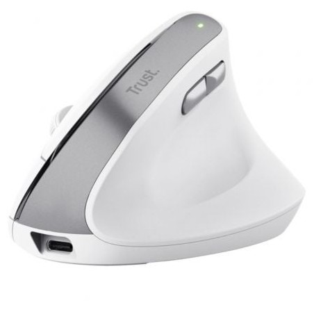 Ratón vertical inalámbrico trust bayo ii/ batería recargable/ hasta 2400 dpi/ blanco
