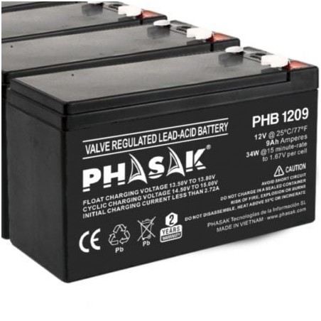 Batería phasak phb 1209 compatible con sai/ups phasak según especificaciones