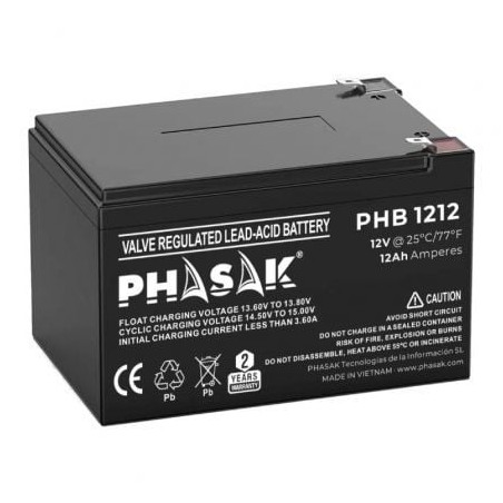 Batería phasak phb 1212 compatible con sai/ups phasak según especificaciones