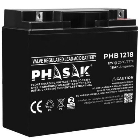 Batería phasak phb 1218 compatible con sai/ups phasak según especificaciones