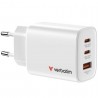 Cargador de pared gan verbatim essentials/ 2xusb tipo-c/ 1xusb/ 65w