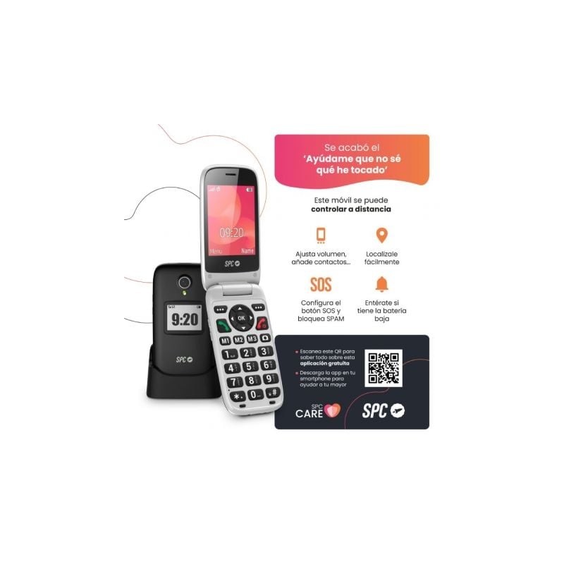 Teléfono móvil spc polaris para personas mayores/ 4g/ negro