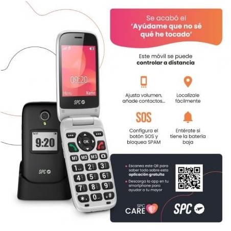 Teléfono móvil spc polaris para personas mayores/ 4g/ negro
