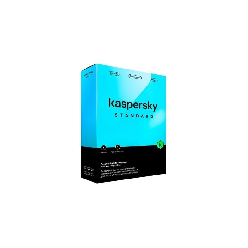 Antivirus kaspersky standard/ 5 dispositivos/ 1 año