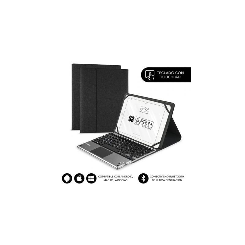 Funda con teclado subblim keytab pro bluetooth touchpad para tablets de 9.6'-10.8'/ negra