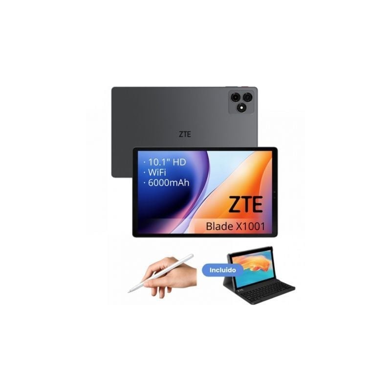 Tablet zte tab blade x1001w 10.1'/ 4gb/ 128gb/ octacore/ gris/ incluye teclado y stylus pen