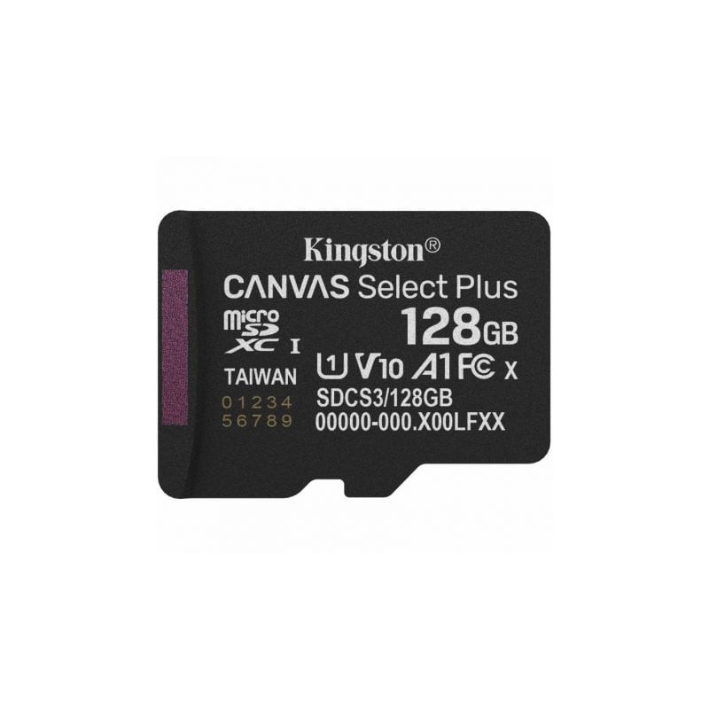 Tarjeta de memoria kingston canvas select plus 128gb microsd xc/ clase 10/ 150mbs