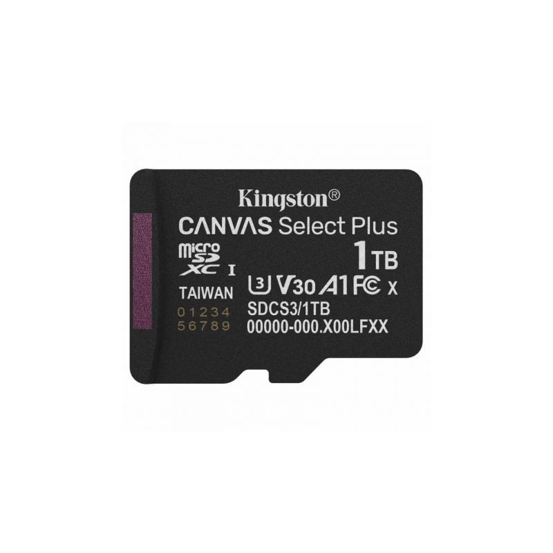 Tarjeta de memoria kingston canvas select plus 1tb microsd xc/ clase 10/ 150mbs