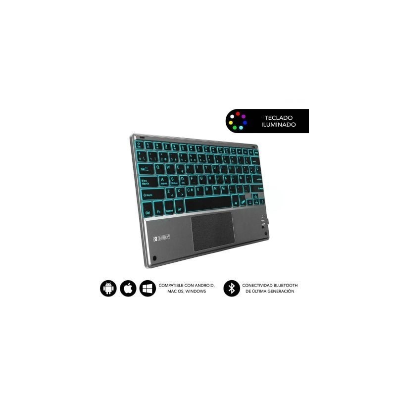 Teclado compacto inalámbrico subblim touchpad smart blacklit/ gris
