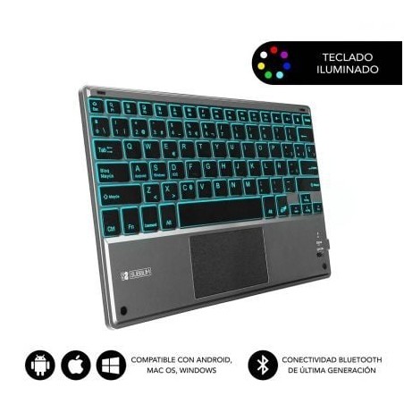 Teclado compacto inalámbrico subblim touchpad smart blacklit/ gris