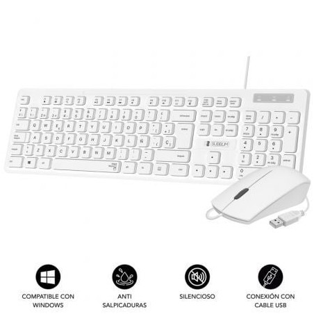 Teclado y ratón subblim combo business slim silencioso/ blanco