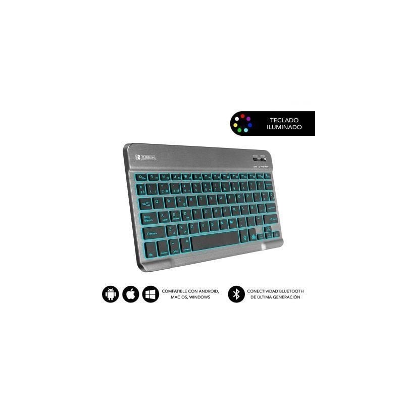 Teclado compacto inalámbrico subblim smart backlit/ gris