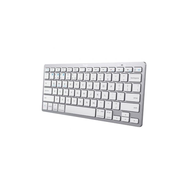 Teclado compacto inalámbrico trust 24654/ plata