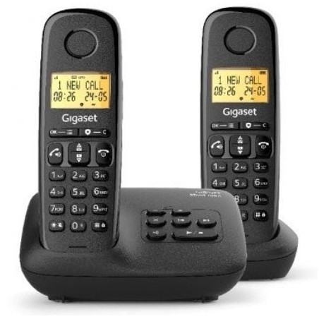 Teléfono inalámbrico gigaset basic 100/ pack duo/ negro