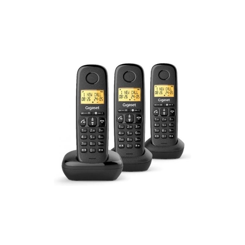 Teléfono inalámbrico gigaset basic 100/ pack trio/ negro